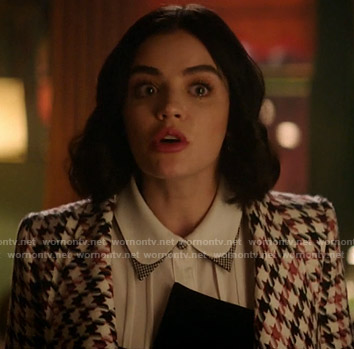 Katy’s white houndstooth coat on Katy Keene