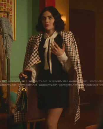 Katy’s white houndstooth coat on Katy Keene