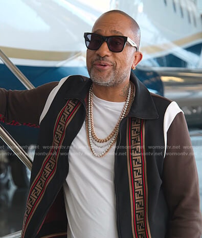 Kenya’s Fendi monogram print track jacket and pants on BlackAF