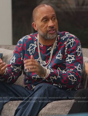 Kenya’s blue Gucci logo sweatshirt on BlackAF