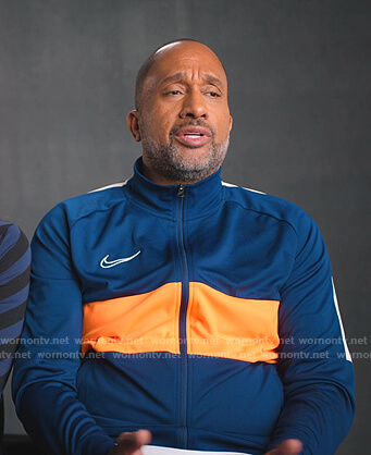 Kenya’s Nike navy and orange track jacket on BlackAF