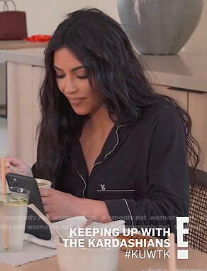 Kim’s black Victoria Secret pajamas on Keeping Up with the Kardashians