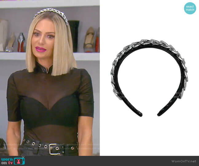 Kitsch Patent Headband with Chain worn by Dorit Kemsley on The Real Housewives of Beverly Hills