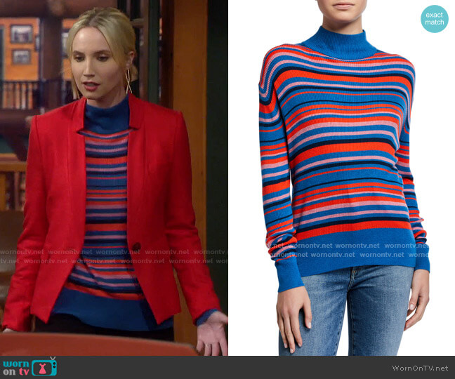 Kule The Marlene Striped Turtleneck Sweater worn by Mandy Baxter (Molly McCook) on Last Man Standing