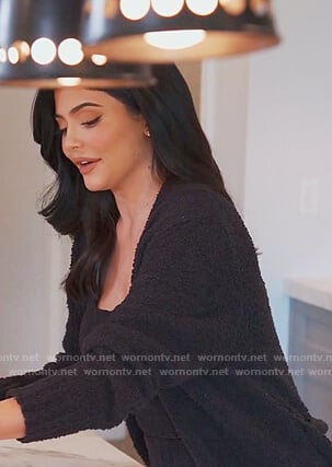Kylie’s black textured robe and tank on Keeping Up with the Kardashians