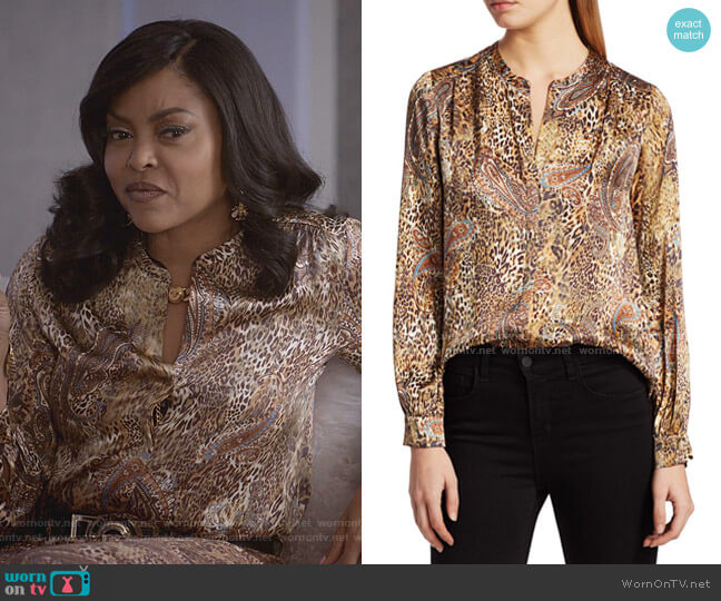 L'Agence Leopard & Paisley Print Blouse worn by Cookie Lyon (Taraji P. Henson) on Empire