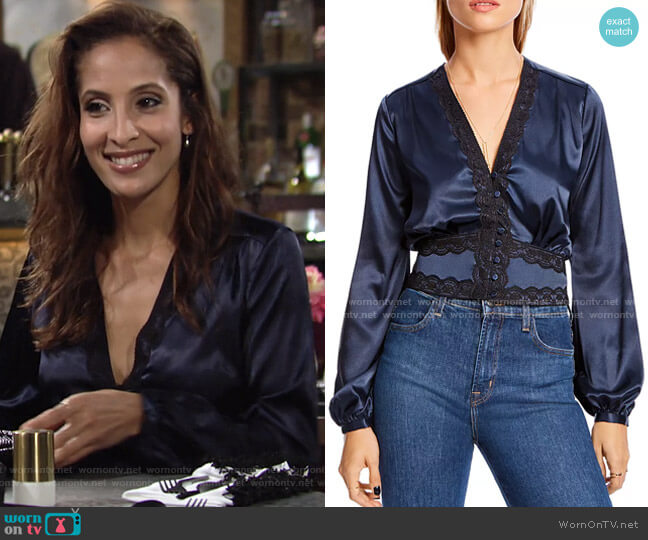 Lini Audrey Lace-Trim Top worn by Lily Winters (Christel Khalil) on The Young and the Restless
