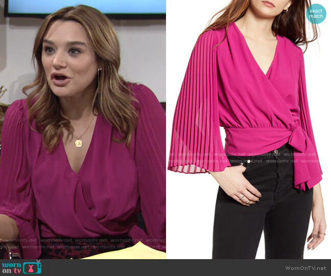 Lulus Pleats & Thank You Wrap Top worn by Summer Newman (Hunter King) on The Young and the Restless