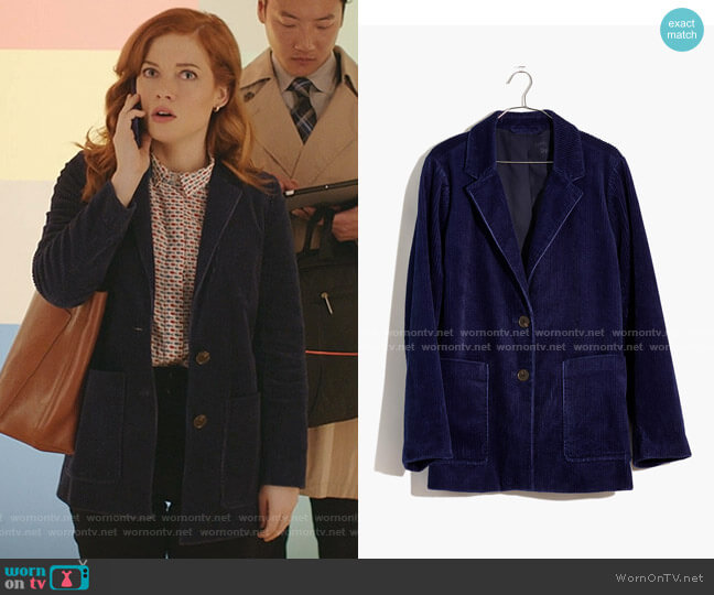 Madewell Corduroy Dorset Blazer worn by Zoey Clarke (Jane Levy) on Zoeys Extraordinary Playlist