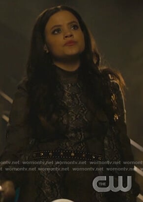 Maggie’s snake skin print mock neck dress on Charmed