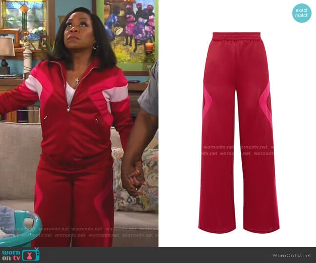 Maje Two-Tone Track Pants worn by Tina Butler (Tichina Arnold) on The Neighborhood