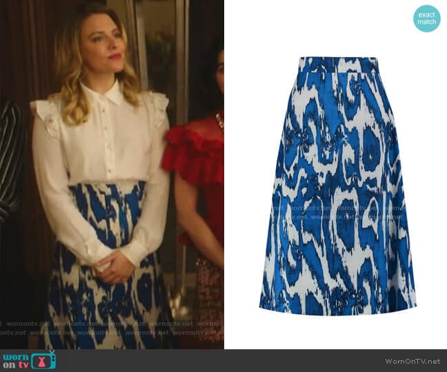 Marni Printed Wool and Silk-Blend Crepe Skirt worn by Amanda (Helene Yorke) on Katy Keene