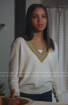 May’s white varsity sweater on 9-1-1