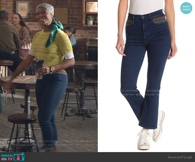 Mother The Smooth Hustler Rainbow Stitch Bootcut Jeans worn by Ali Finer (Javicia Leslie) on God Friended Me