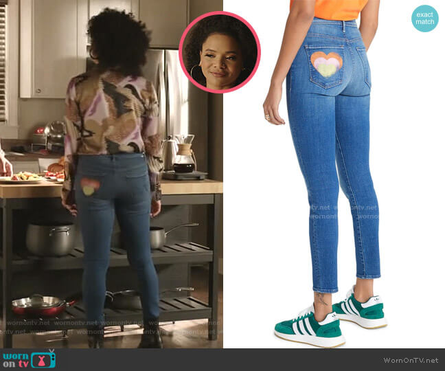 Mother The Super Stunner Ankle Skinny Jeans with Heart Pocket worn by Vanessa (Jade Payton) on Dynasty