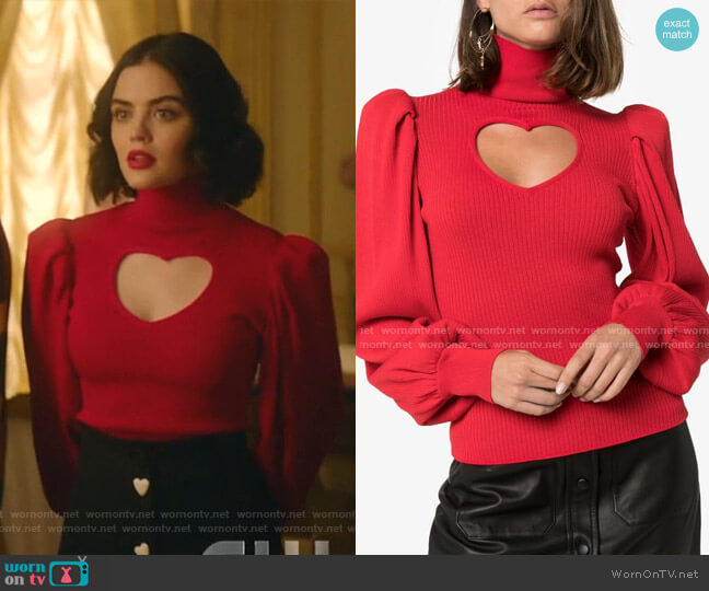 MSGM Heart Cut-Out Ribbed Jumper worn by Katy Keene (Lucy Hale) on Katy Keene