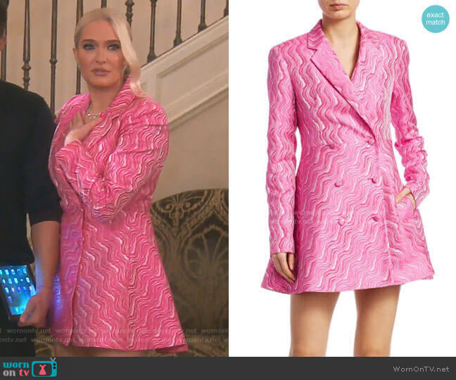 Rotate N.23 Double-Breasted Jacquard Blazer Dress worn by Erika Jayne on The Real Housewives of Beverly Hills