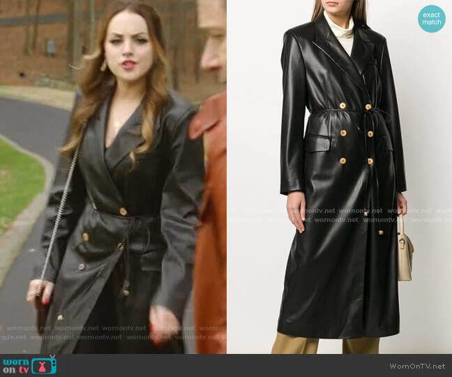 Nanushka Manila Vegan Leather Coat worn by Fallon Carrington (Elizabeth Gillies) on Dynasty