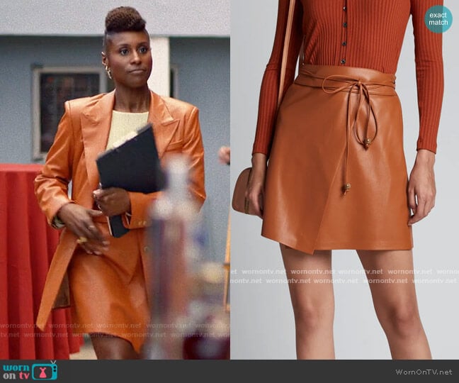 Nanushka Sekoya Vegan Leather Wrap Skirt worn by Issa Dee (Issa Rae) on Insecure