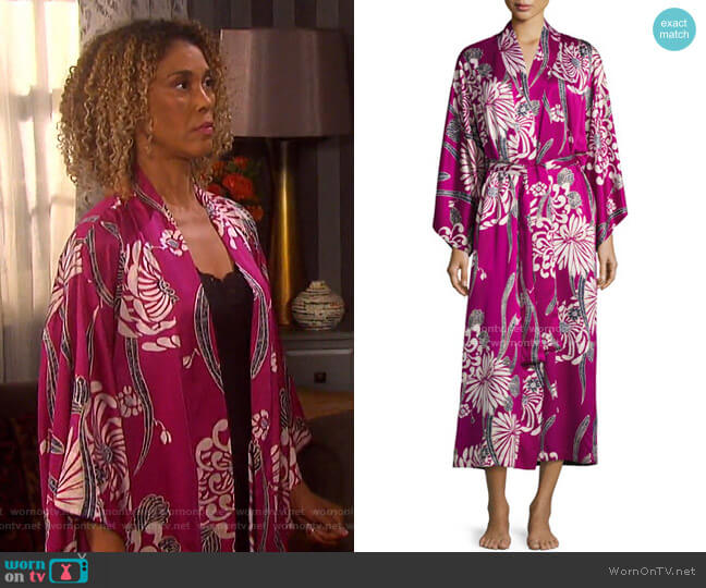 Natori Aziome Floral-Print Long Robe