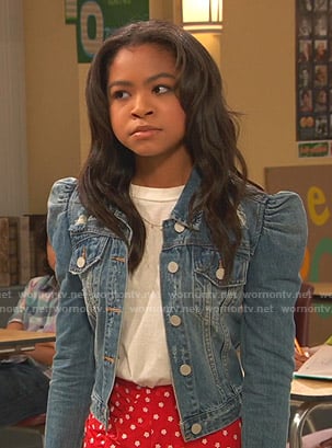 Nia’s puff sleeve denim jacket on Ravens Home