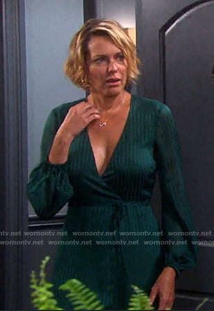 Nicole’s green striped wrap dress on Days of our Lives