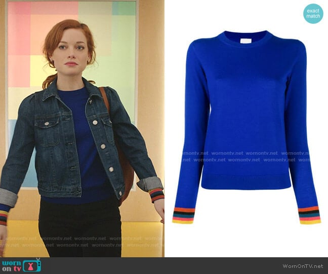 Paul Smith Multicoloured Cuff Jumper worn by Zoey Clarke (Jane Levy) on Zoeys Extraordinary Playlist