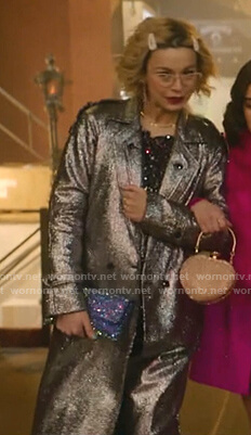 Pepper’s metallic tweed coat on Katy Keene