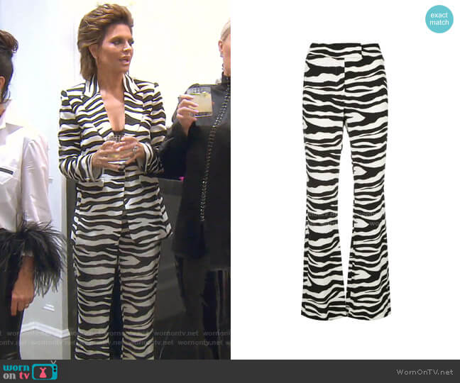 Rachel Zoe Dona Zebra Printed Trousers worn by Lisa Rinna on The Real Housewives of Beverly Hills