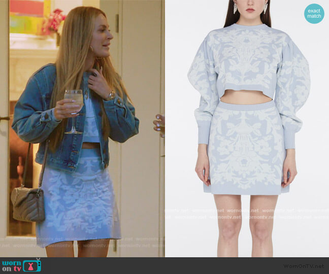 Raisa Vanessa Beaded Jacquard Sweater worn by Leah McSweeney on The Real Housewives of New York City