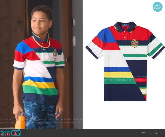 Ralph Lauren Stripe Polo worn by Pops Barris (Justin Claiborne) on BlackAF