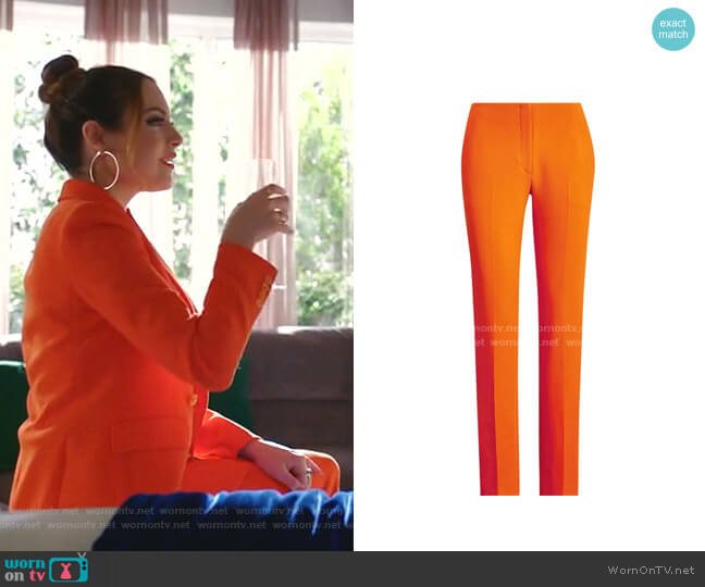 Ralph Lauren Simone Stretch-Wool Pants worn by Fallon Carrington (Elizabeth Gillies) on Dynasty