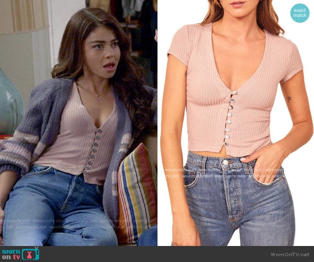 Reformation Nella Top worn by Haley Dunphy (Sarah Hyland) on Modern Family