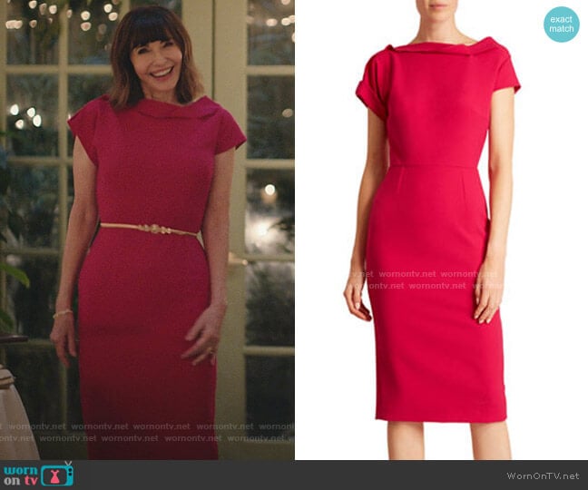 Roland Mouret Brenin Crepe Dress worn by Maggie Clarke (Mary Steenburgen) on Zoeys Extraordinary Playlist