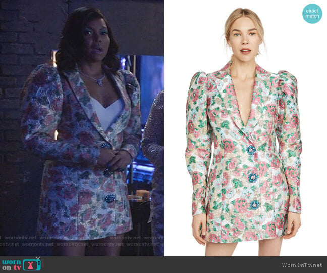 Rotate Carol Floral Jacquard Blazer Dress worn by Cookie Lyon (Taraji P. Henson) on Empire