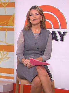 Savannah’s grey asymmetric button dress on Today