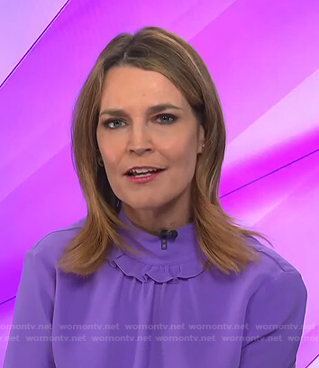 Savannah’s purple ruffle mock neck top on Today
