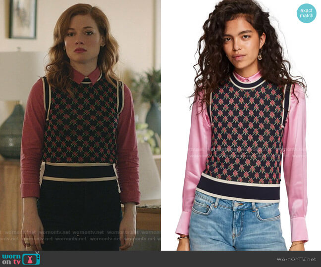 Scotch & Soda Knitted Vest Allover Graphic Pattern Combo N worn by Zoey Clarke (Jane Levy) on Zoeys Extraordinary Playlist