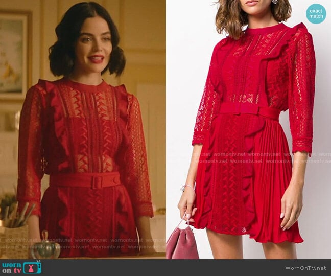 Self Portrait Lace Detail Belted Mini Dress worn by Katy Keene (Lucy Hale) on Katy Keene