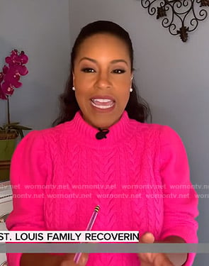 Sheinelle’s pink cable knit sweater on Today
