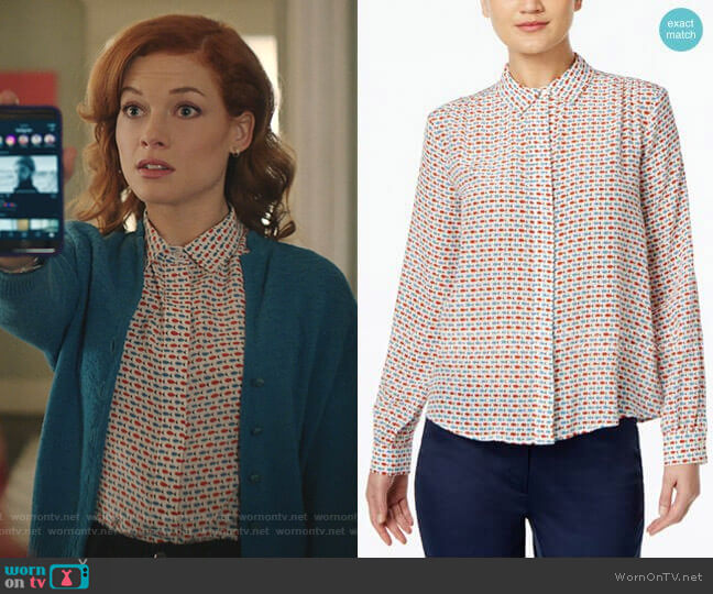 Weekend Max Mara Silk Fish-Print Shirt worn by Zoey Clarke (Jane Levy) on Zoeys Extraordinary Playlist