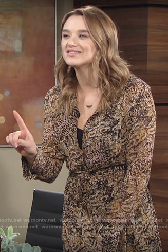 Summer’s snake print midi shirtdress on The Young and the Restless