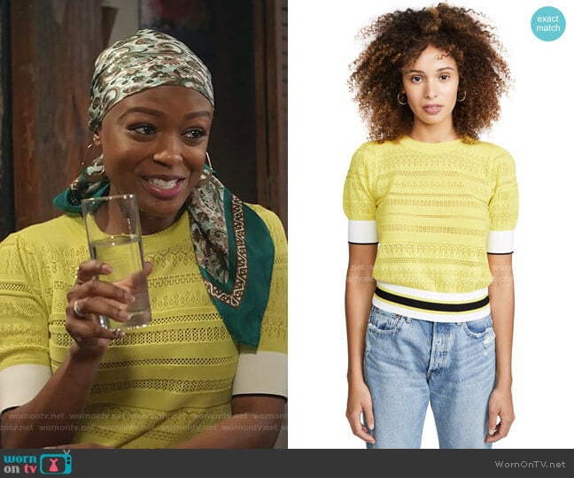 Tanya Taylor Leticia Sweater worn by Ali Finer (Javicia Leslie) on God Friended Me