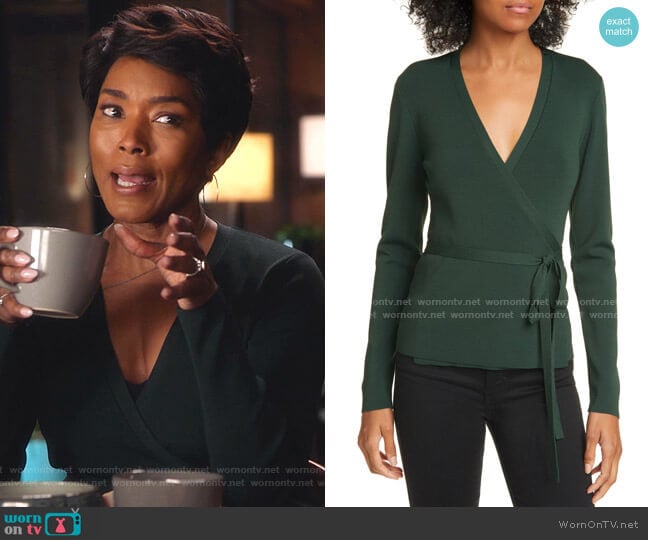Ted Baker Gworji Long Sleeve Wrap Sweater worn by Athena Grant (Angela Bassett) on 9-1-1