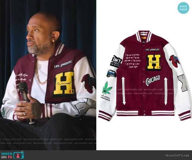 The Hundreds x Lena Waithe Letterman Jacket worn by Kenya Barris (Kenya Barris) on BlackAF
