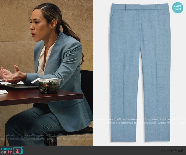 Theory Treeca Pant In Sleek Flannel worn by Emily Lopez (Jessica Camacho) on All Rise