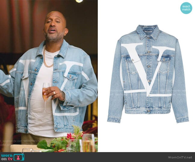 Valentino Large Logo Denim Jacket worn by Kenya Barris (Kenya Barris) on BlackAF