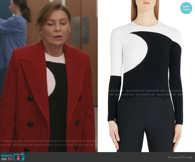 Valentino Moon Inlay Ribbed Sweater worn by Meredith Grey (Ellen Pompeo) on Greys Anatomy