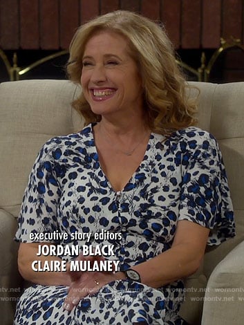 Vanessa’s blue and white leopard print dress on How to Get Away with Murder