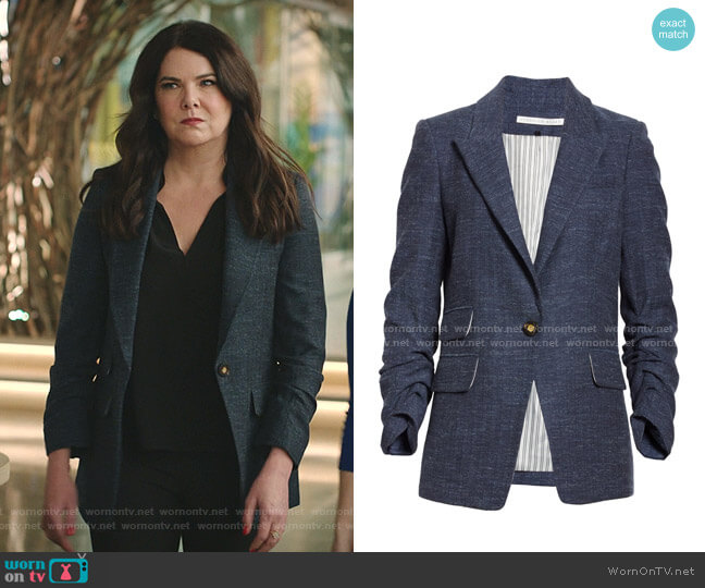 Veronica Beard Martel Herringbone Dickey Jacket worn by Joan (Lauren Graham) on Zoeys Extraordinary Playlist